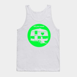 ALL YOU NEED HEART DOG CARAVAN LIME2 Tank Top